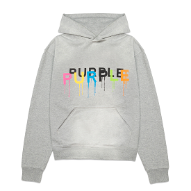 Purple Brand Wordmark Drip Grey Hoodie (P447-HHGW124)