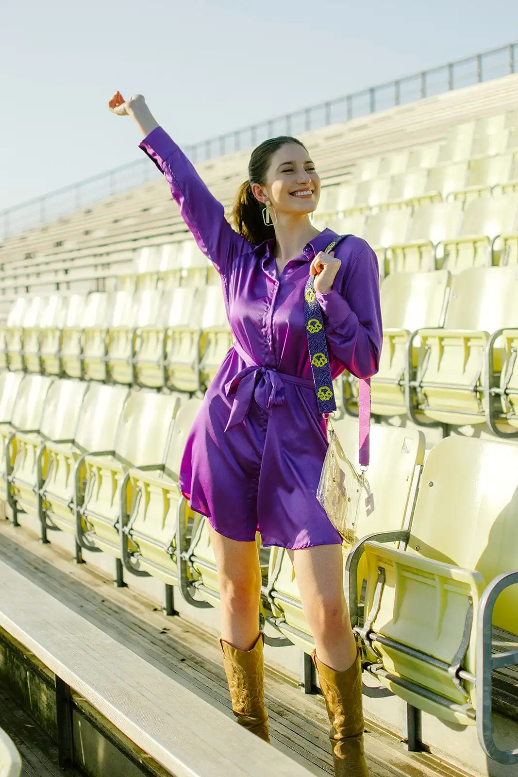 Purple Satin Shirt Dress