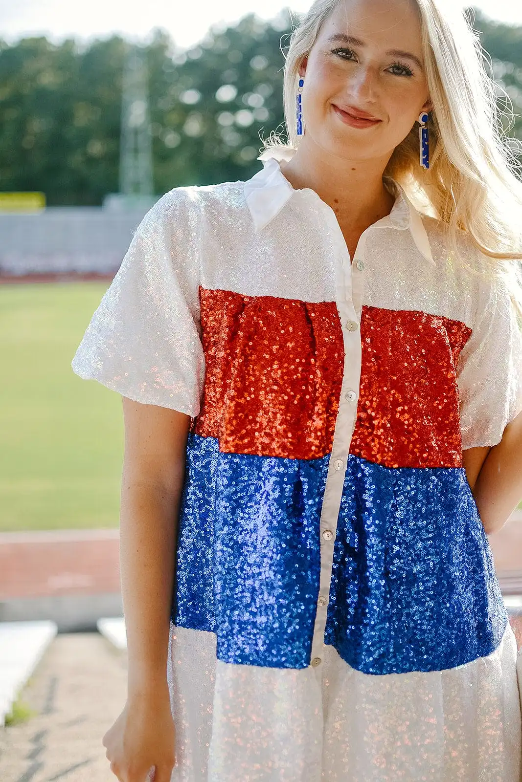 Red White & Blue Colorblock Dress