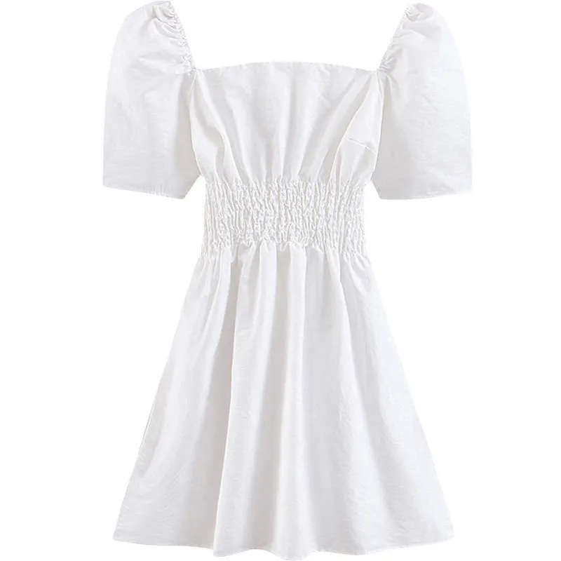 RETRO HEPBURN AQUARE COLLAR WHITE PRINCESS DRESS BY71096