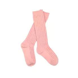 Ribbed Knee High Socks (Vintage Pink)