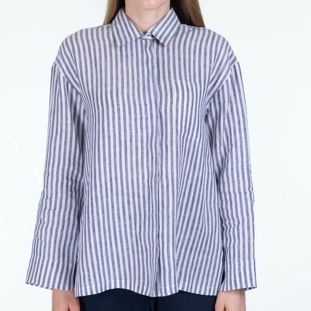 S Max Mara  |Stripes Casual Style Linen Long Sleeves Elegant Style