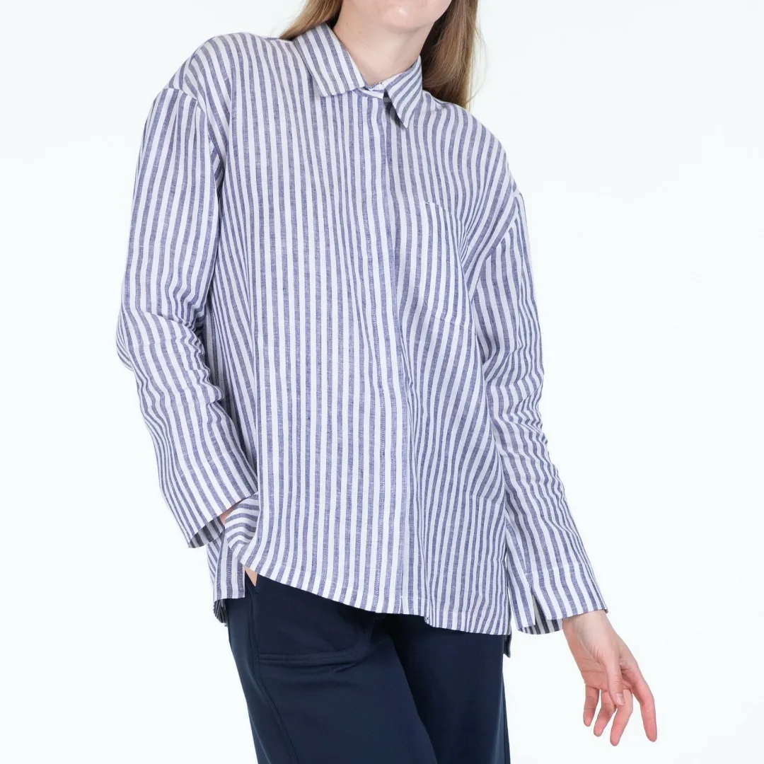 S Max Mara  |Stripes Casual Style Linen Long Sleeves Elegant Style