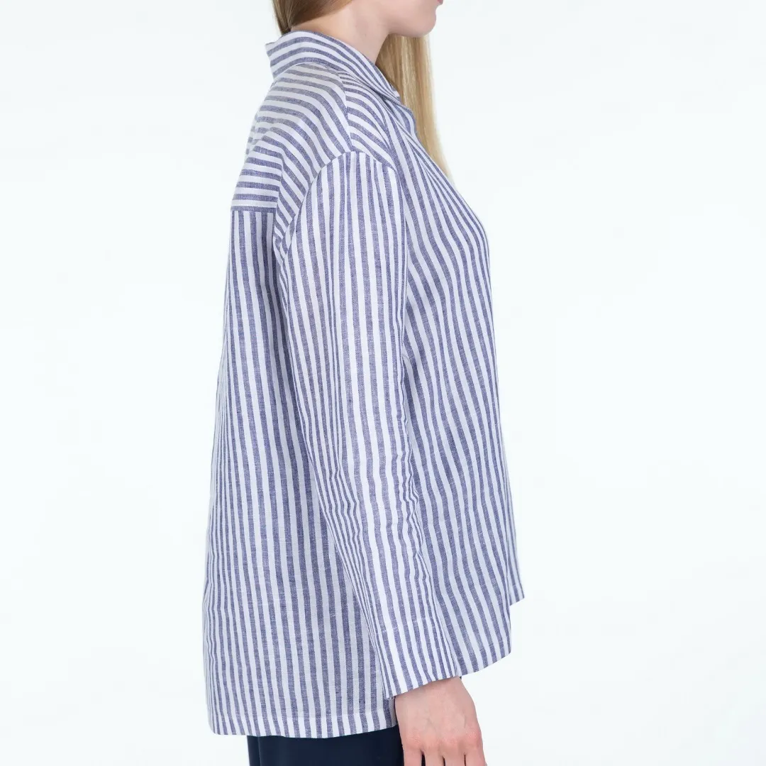 S Max Mara  |Stripes Casual Style Linen Long Sleeves Elegant Style