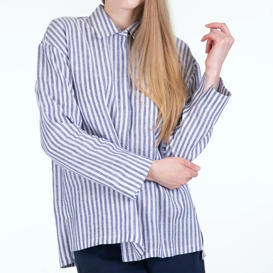 S Max Mara  |Stripes Casual Style Linen Long Sleeves Elegant Style