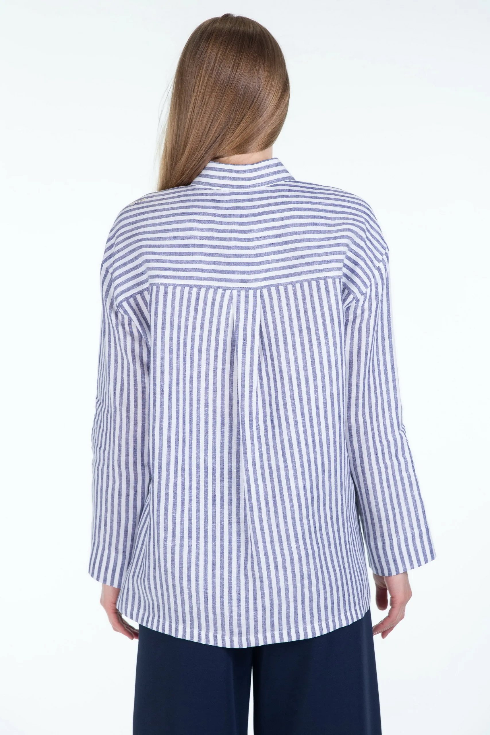 S Max Mara  |Stripes Casual Style Linen Long Sleeves Elegant Style