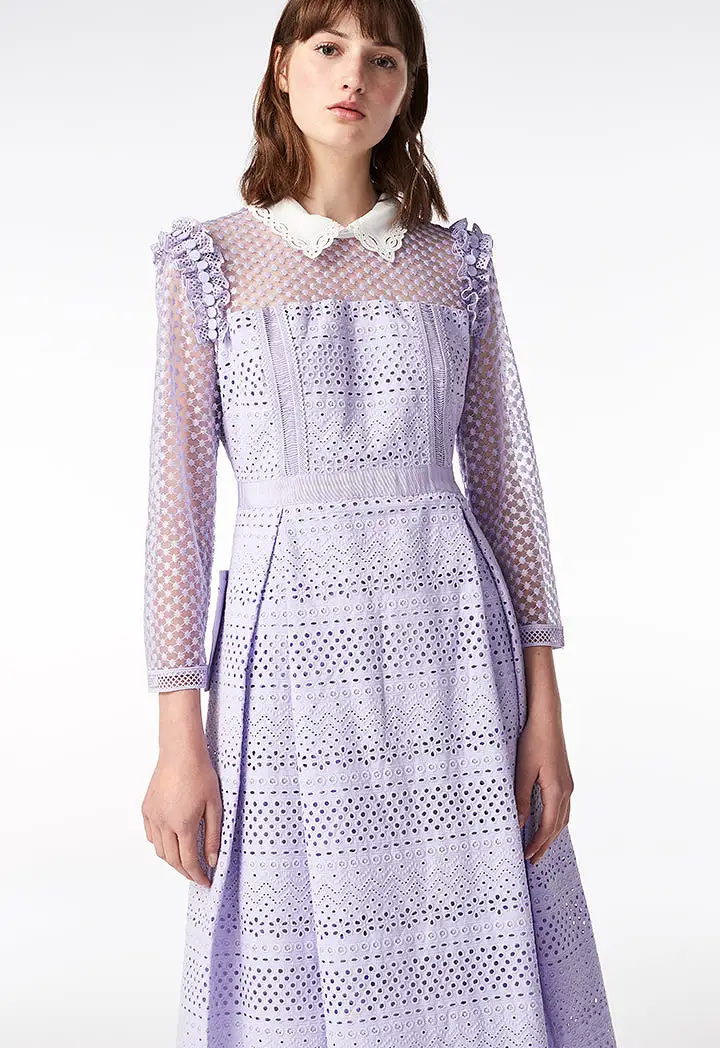 Schiffli Collar Dress