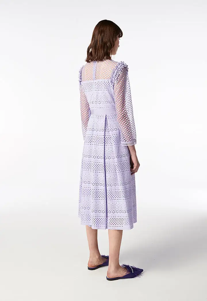 Schiffli Collar Dress