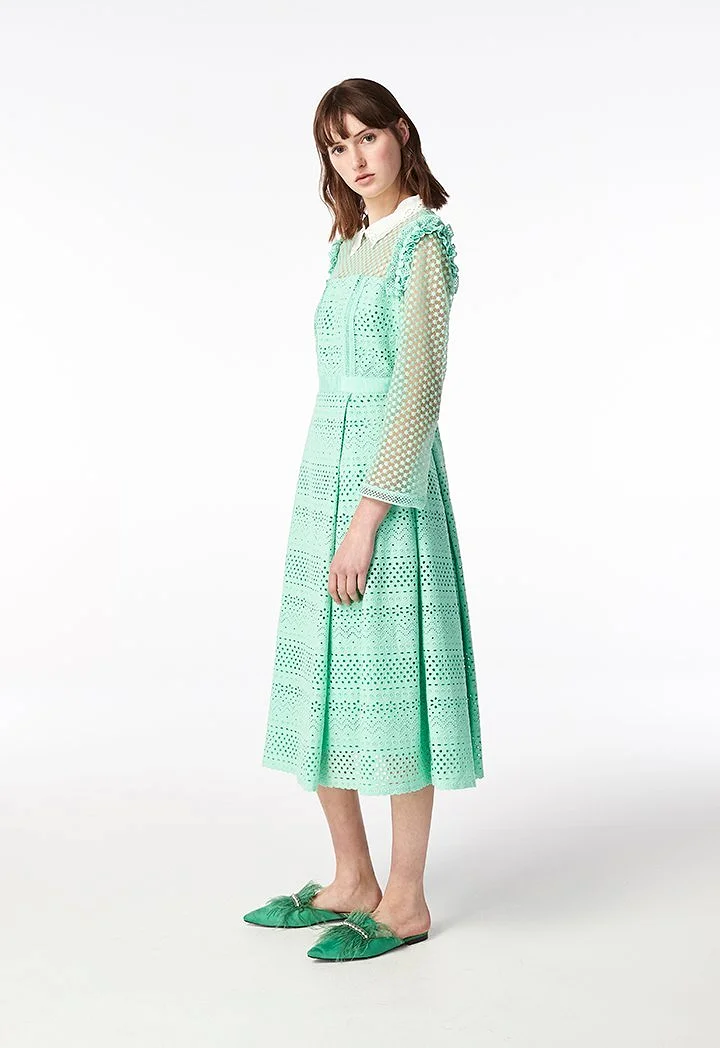 Schiffli Collar Dress