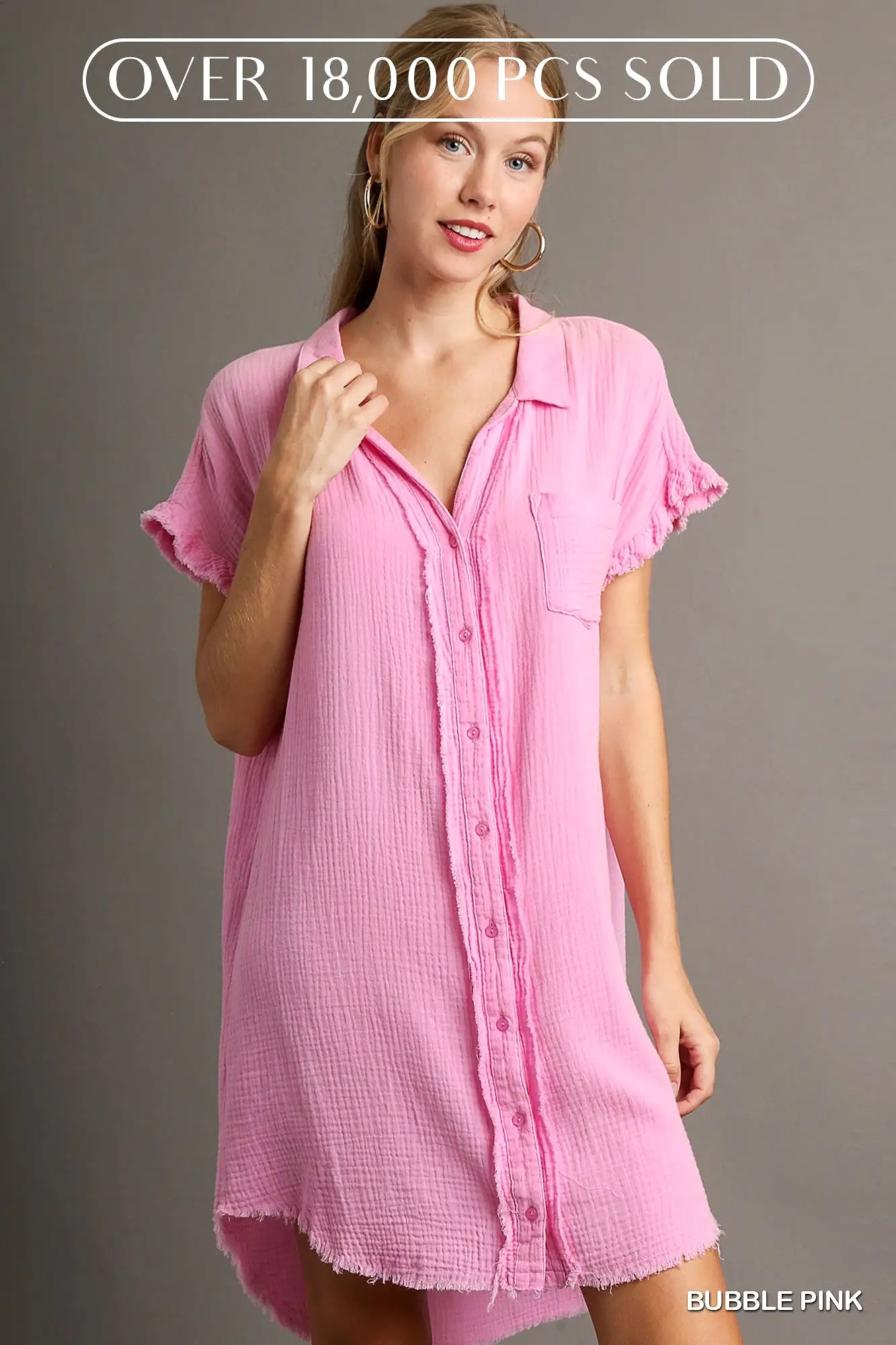 See So Clear Button Down Dress  Candy Pink