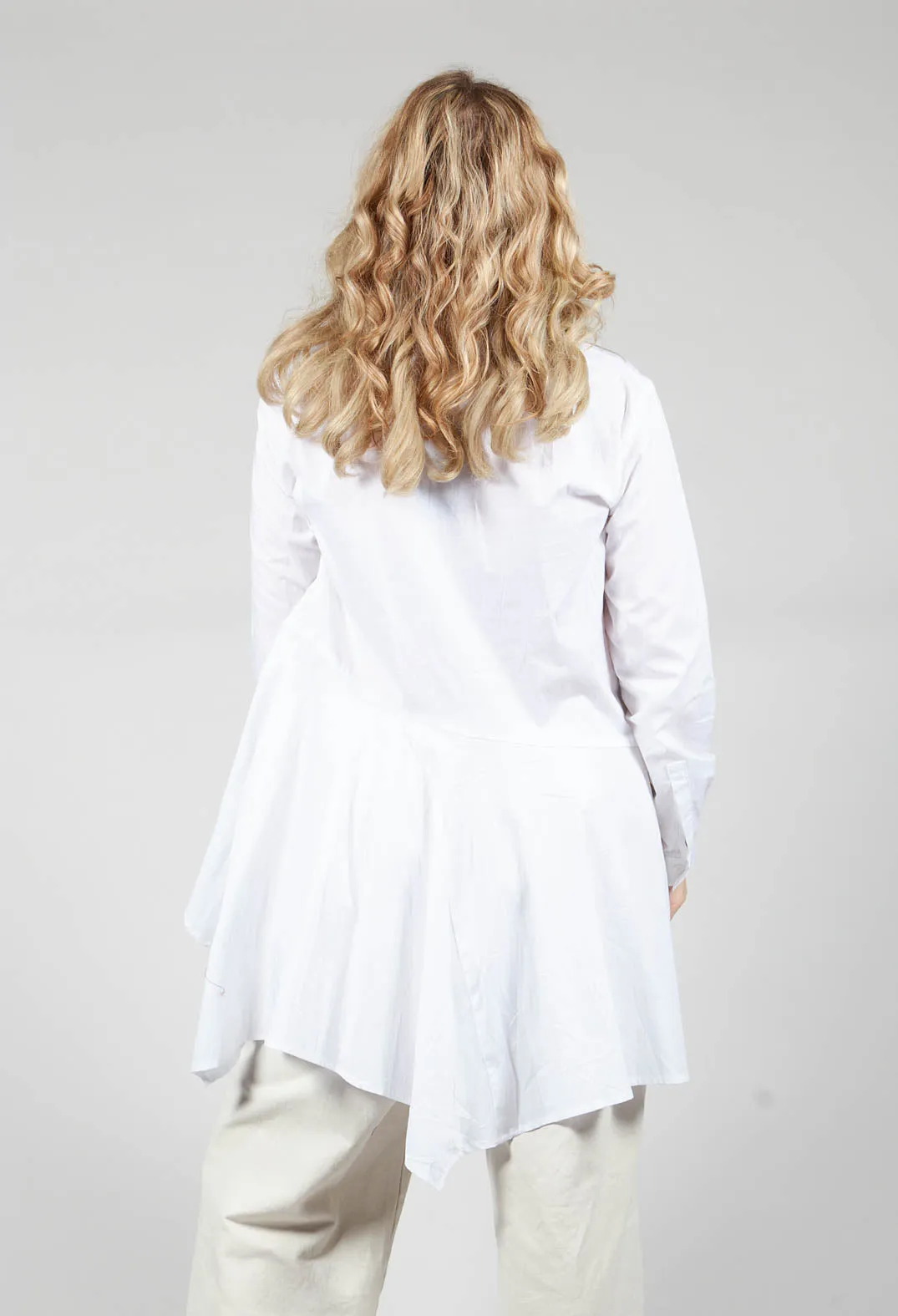 Shirt Dress with Grandad Collar in White