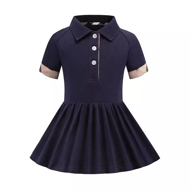 Striped Collar Dress For Girls