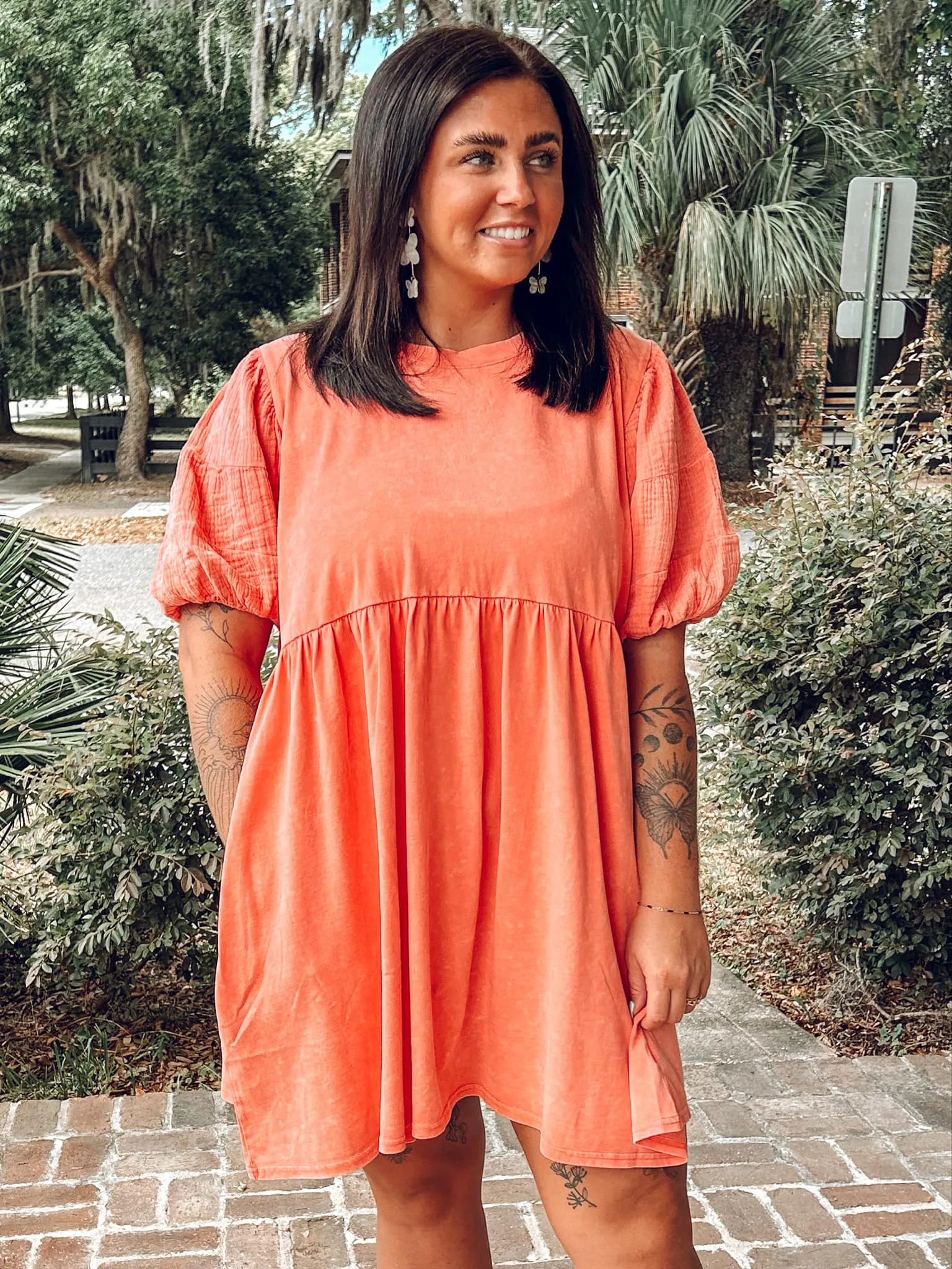 Sunset Curvy Washed Mini Dress | Coral