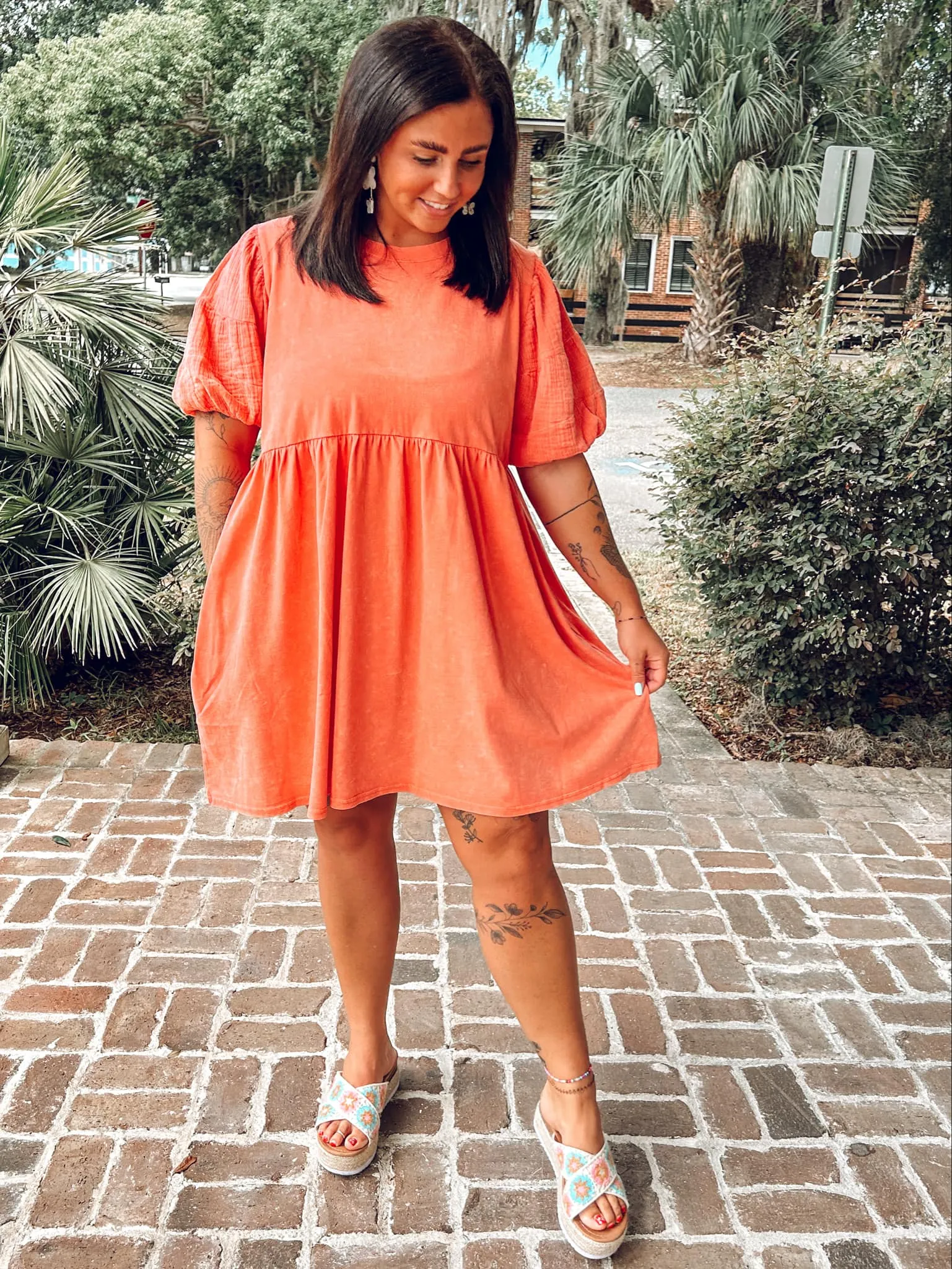 Sunset Curvy Washed Mini Dress | Coral