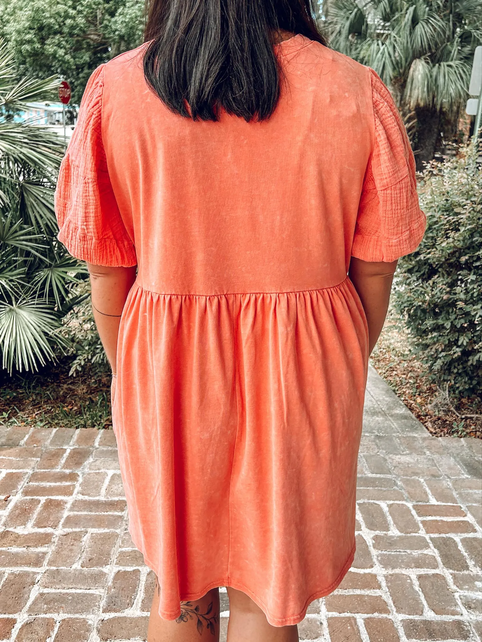 Sunset Curvy Washed Mini Dress | Coral