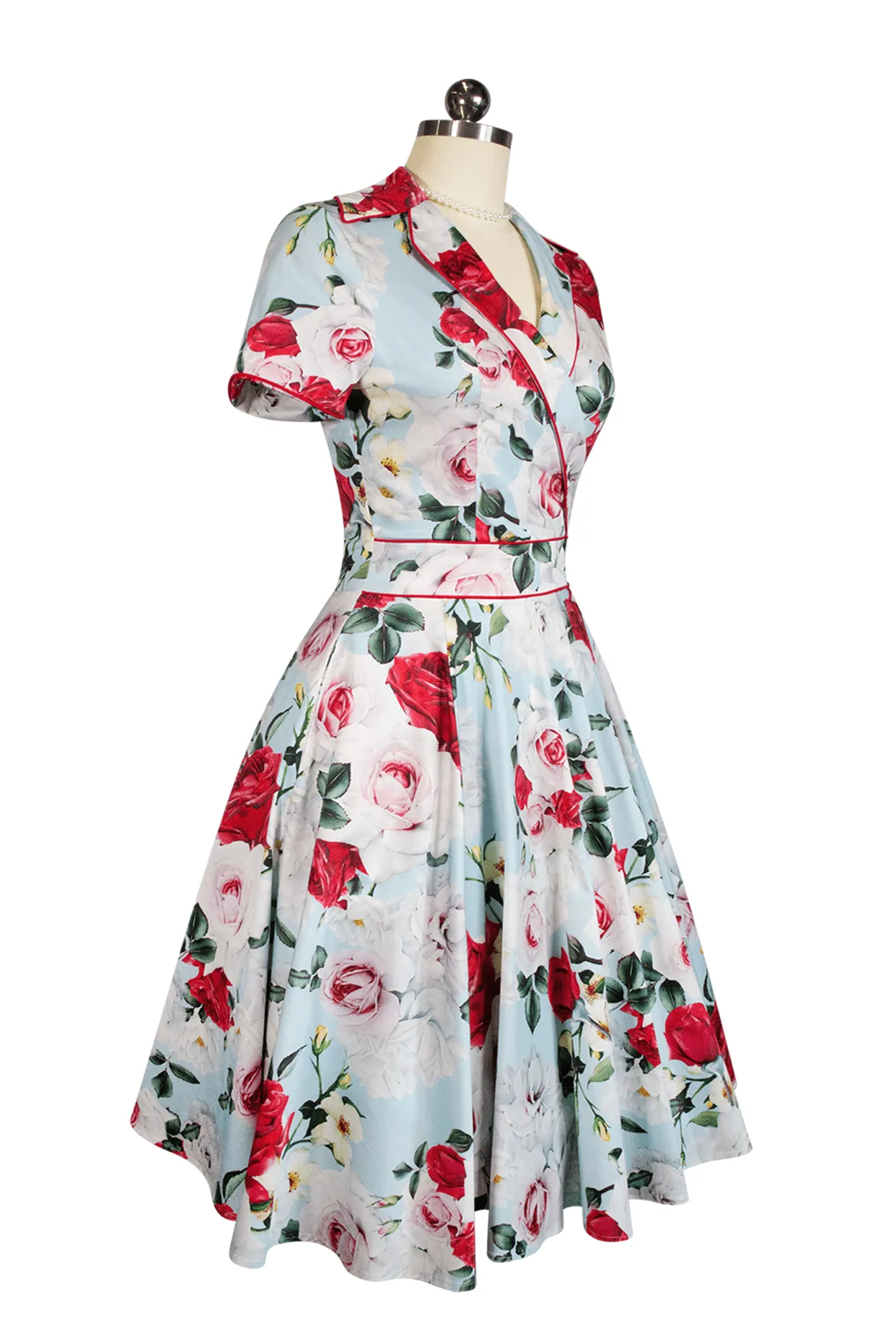 Tea Rose Collar Dress (Print)