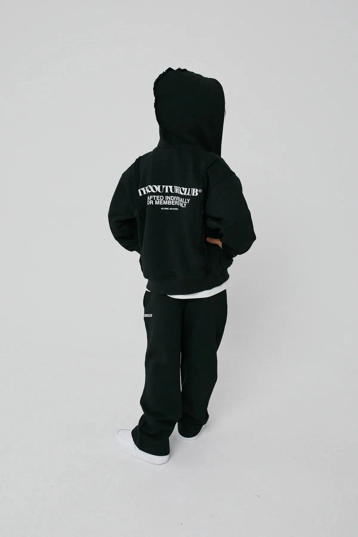 The Couture Club Kids Raw Seam Members Only Joggers in Black