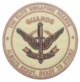 THE ELITE SINGAPORE GUARDS PATCH - KHAKI WITH COYOTE WORDING