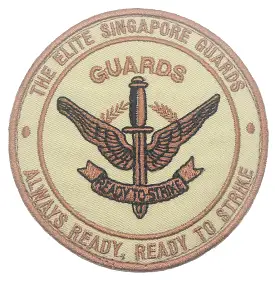 THE ELITE SINGAPORE GUARDS PATCH - KHAKI WITH COYOTE WORDING