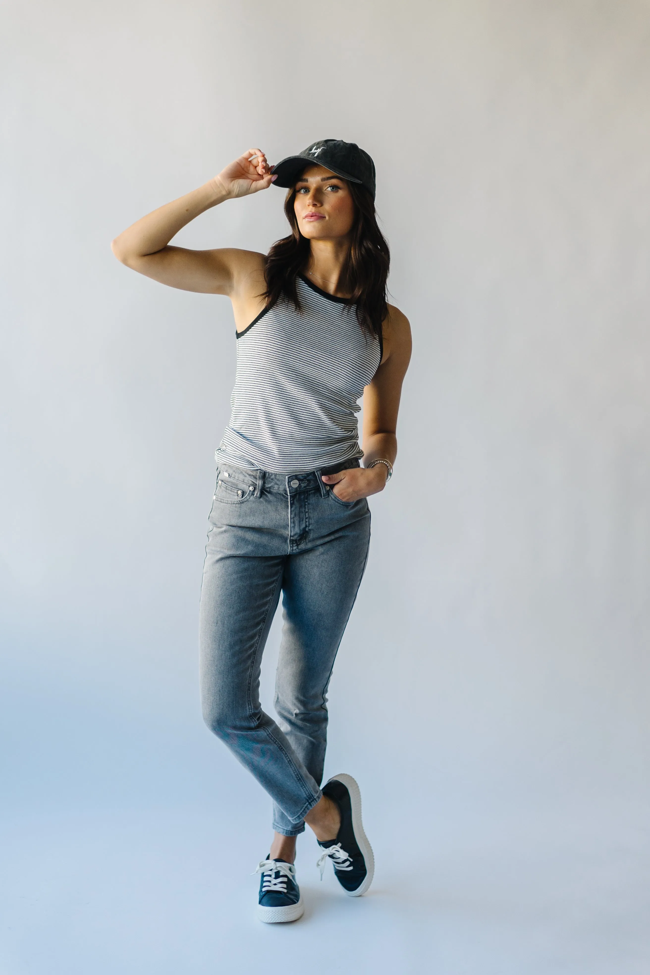 The Holdrege Mid Rise Crop Skinny Jean in Light Gray