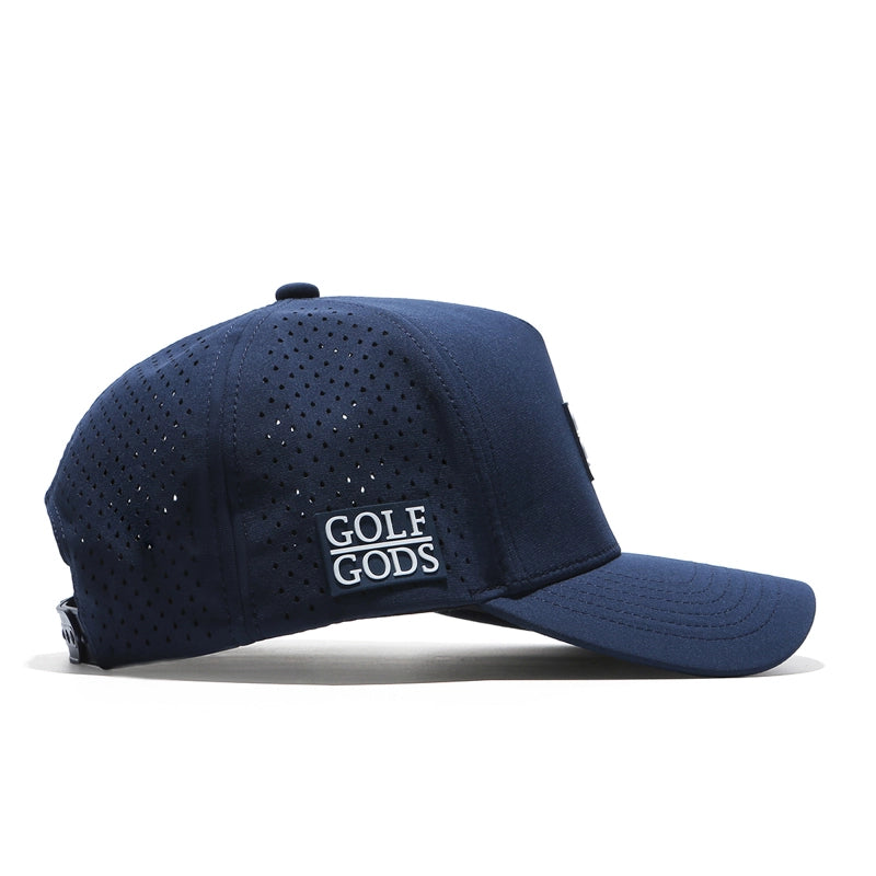 TOUR PRO Clubhouse Patch Golf Hat in Navy Blue with Curved Brim