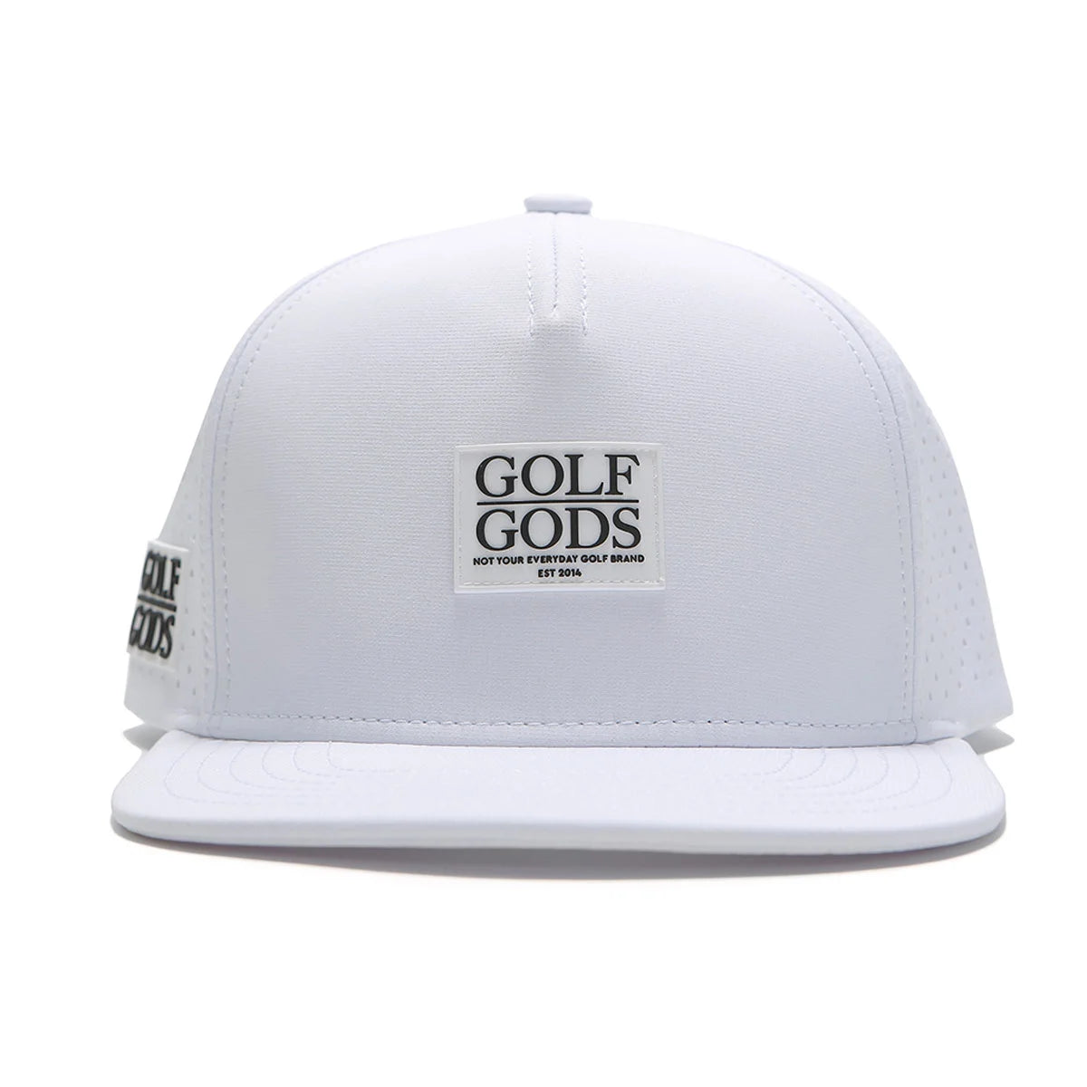 TOUR PRO Clubhouse Patch Golf Hat in White with Flat Brim