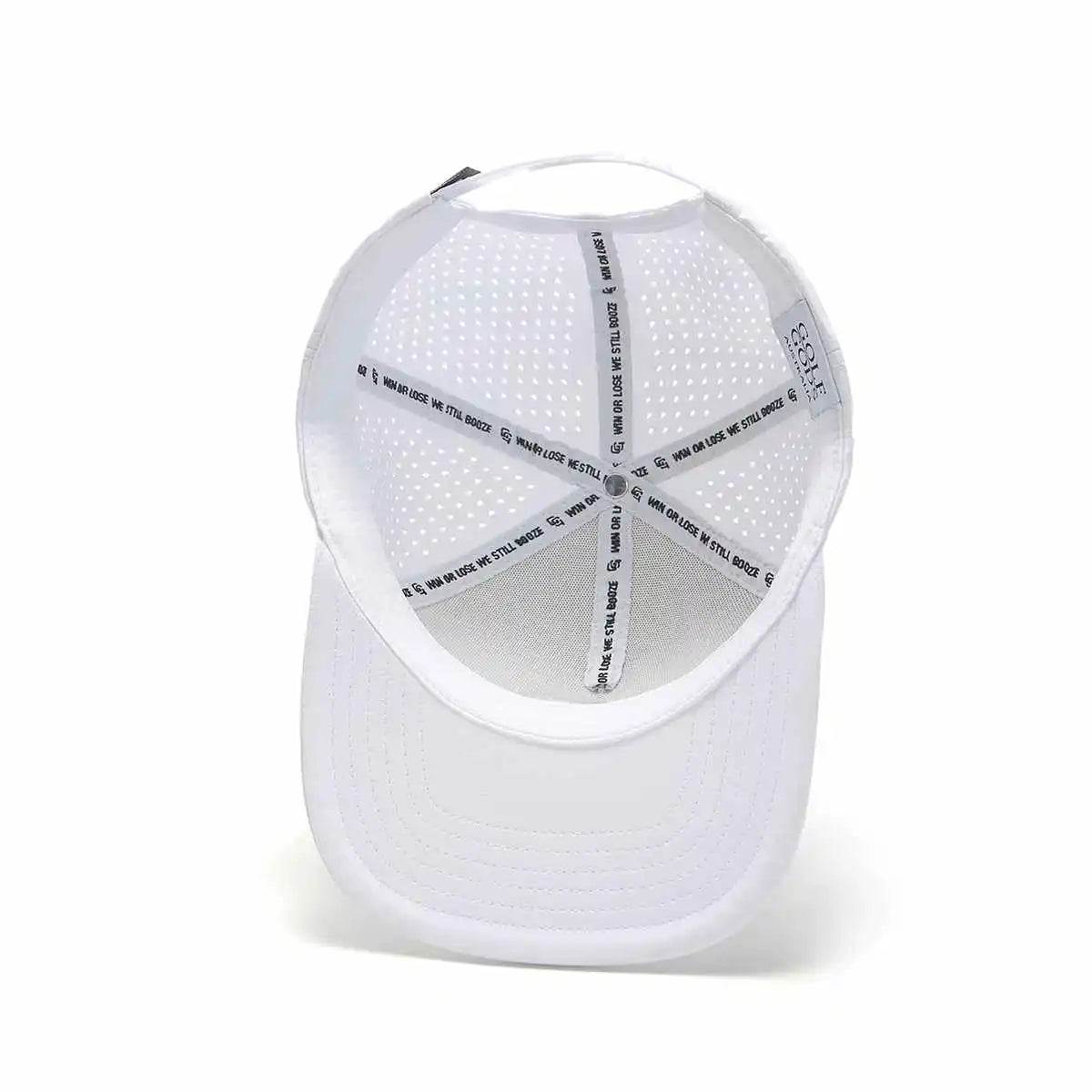 TOUR PRO Clubhouse Patch Golf Hat in White with Flat Brim