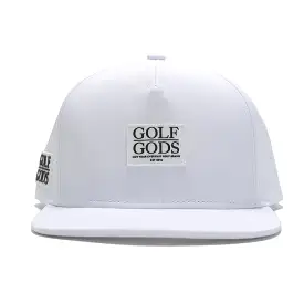 TOUR PRO Clubhouse Patch Golf Hat in White with Flat Brim