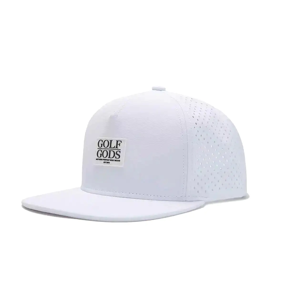 TOUR PRO Clubhouse Patch Golf Hat in White with Flat Brim