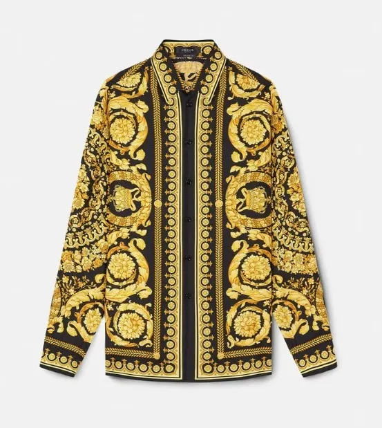 VERSACE  |Flower Patterns Silk Long Sleeves Logo Luxury Shirts