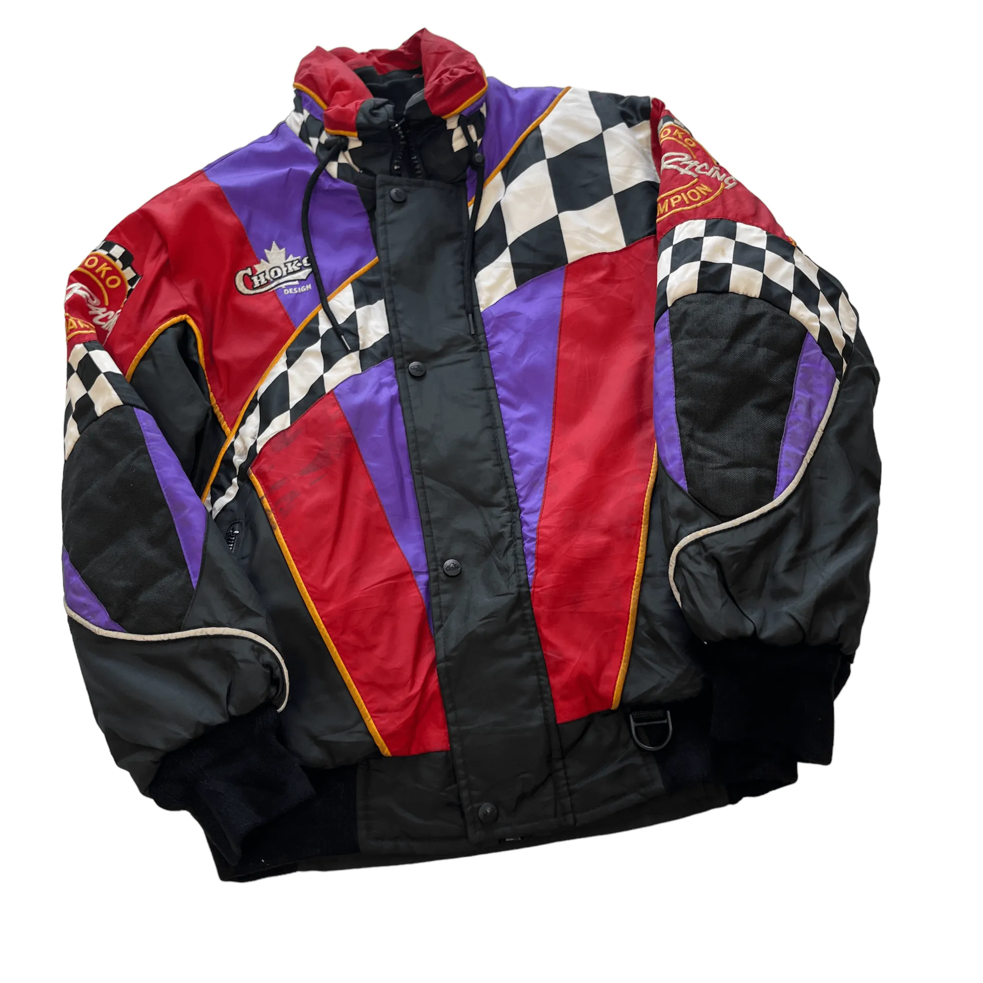 Vintage 90s Black, Red + Purple Pro Racing Jacket - Small