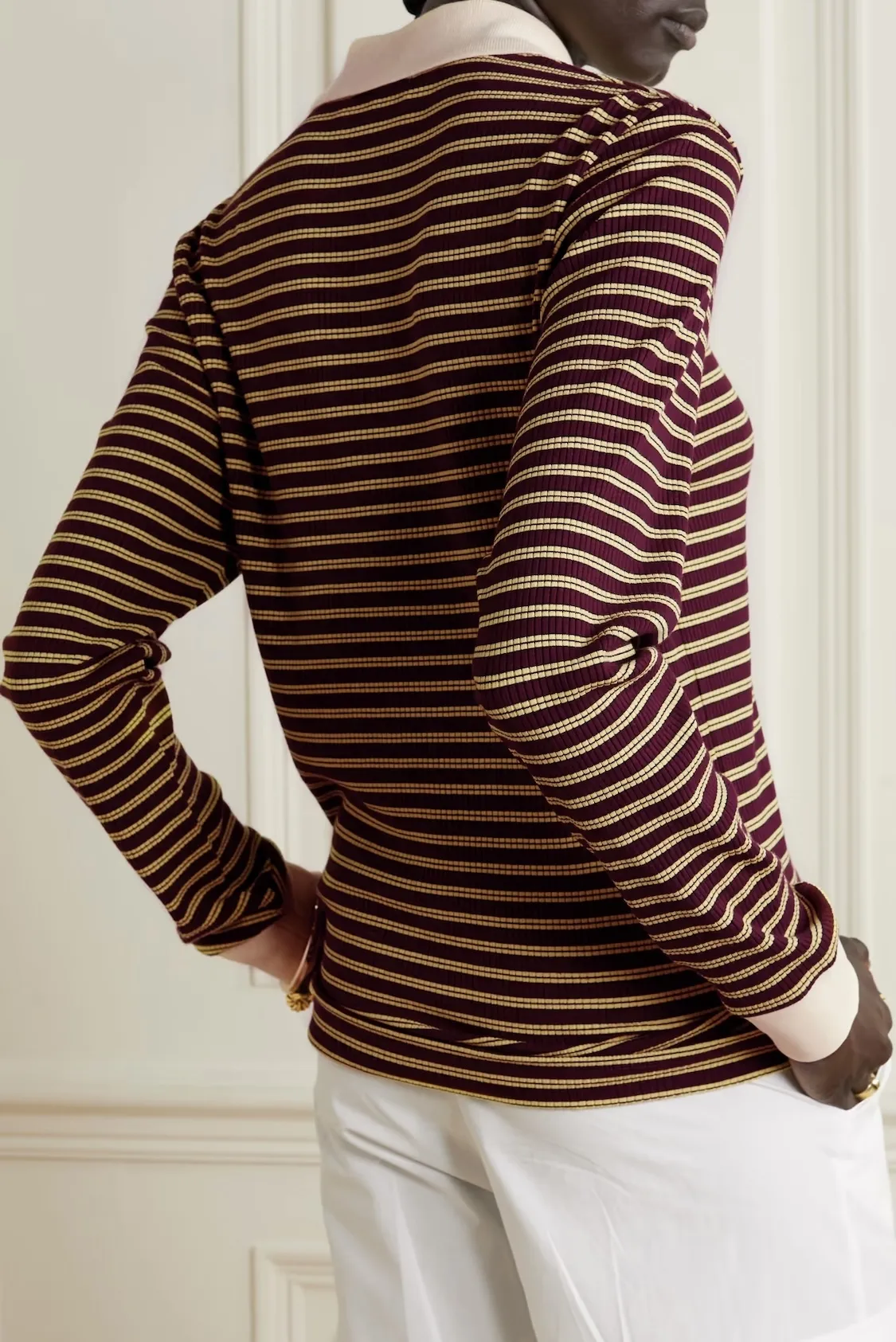 WALES BONNER  |Stripes V-Neck Long Sleeves Logo V-neck & Crew neck