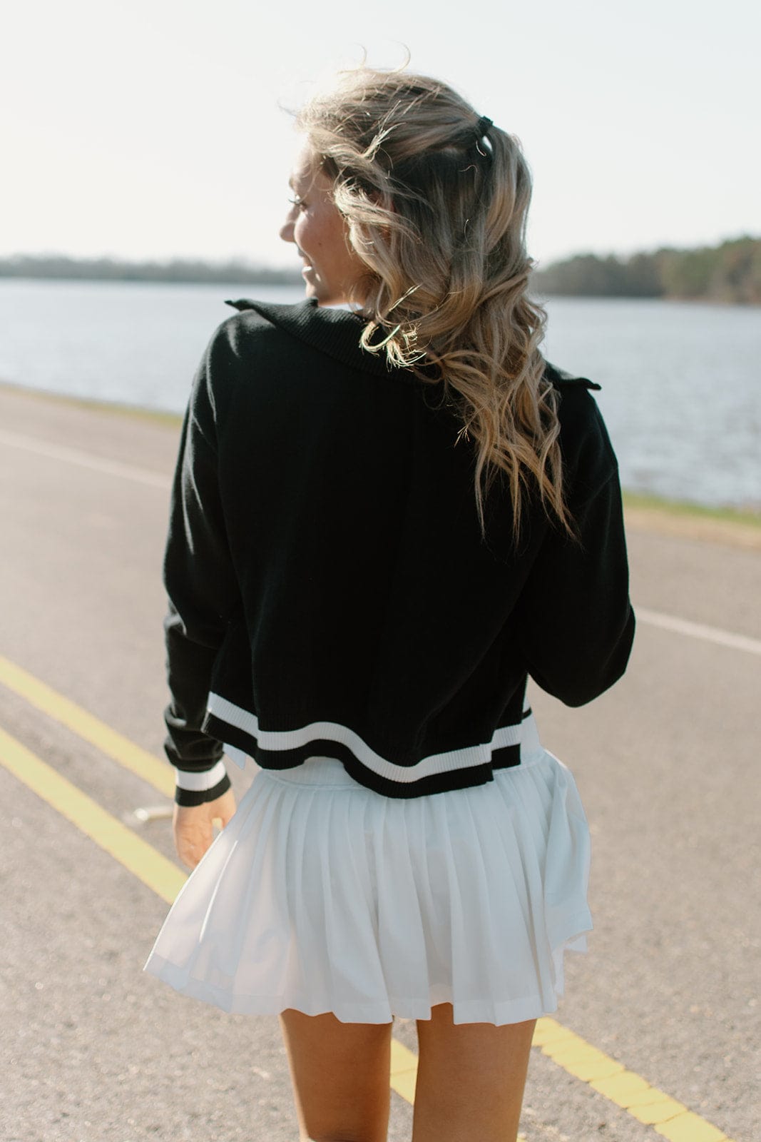 White Striped Active Set Varsity Jacket